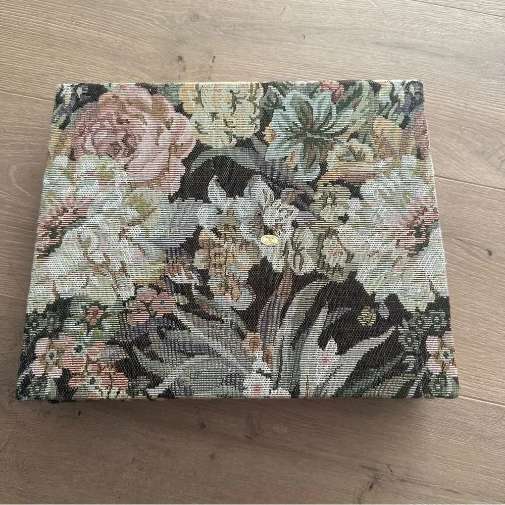 Grandma Style Floral Tapestry Print Tasseled Accent Storage Box Multicolor